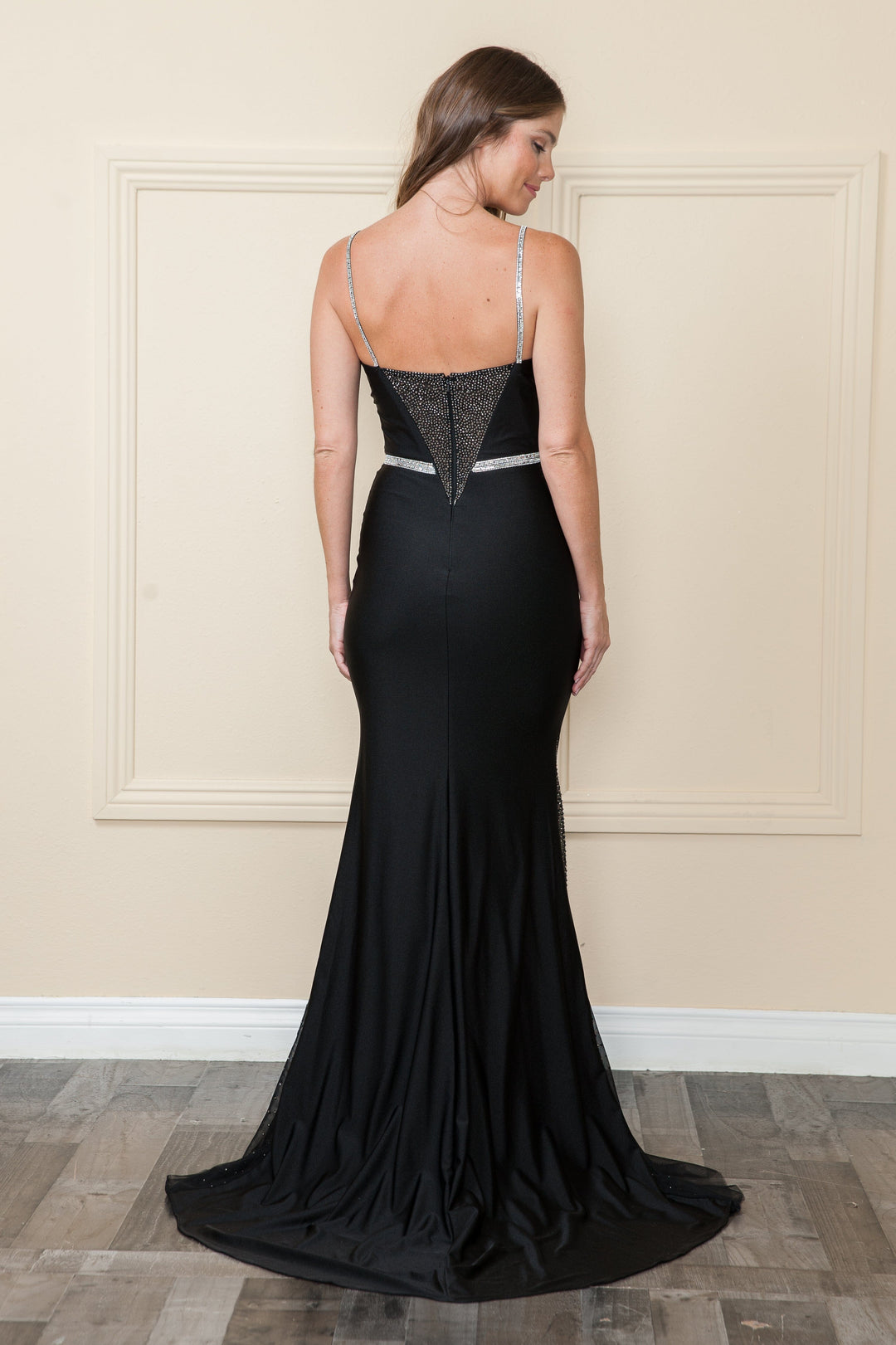 Sleeveless Rhinestone Mermaid Dress by Poly USA 9124