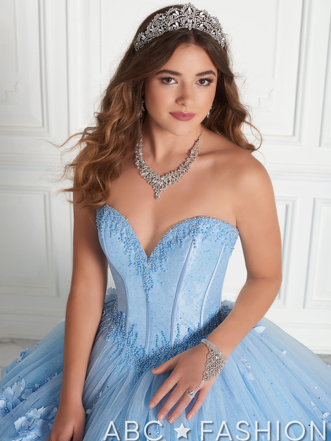 Strapless 3D Floral Tulle Quinceanera Dress by House of Wu 26950-Quinceanera Dresses-ABC Fashion