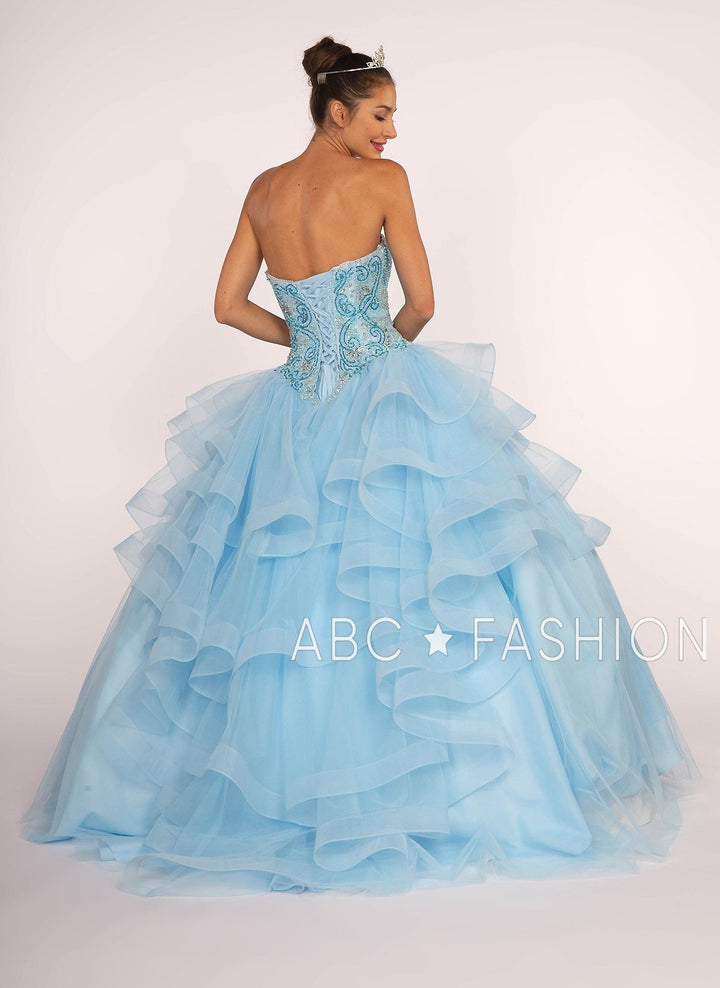 Strapless Sweetheart Ball Gown with Ruffled Skirt by Elizabeth K GL2515-Quinceanera Dresses-ABC Fashion