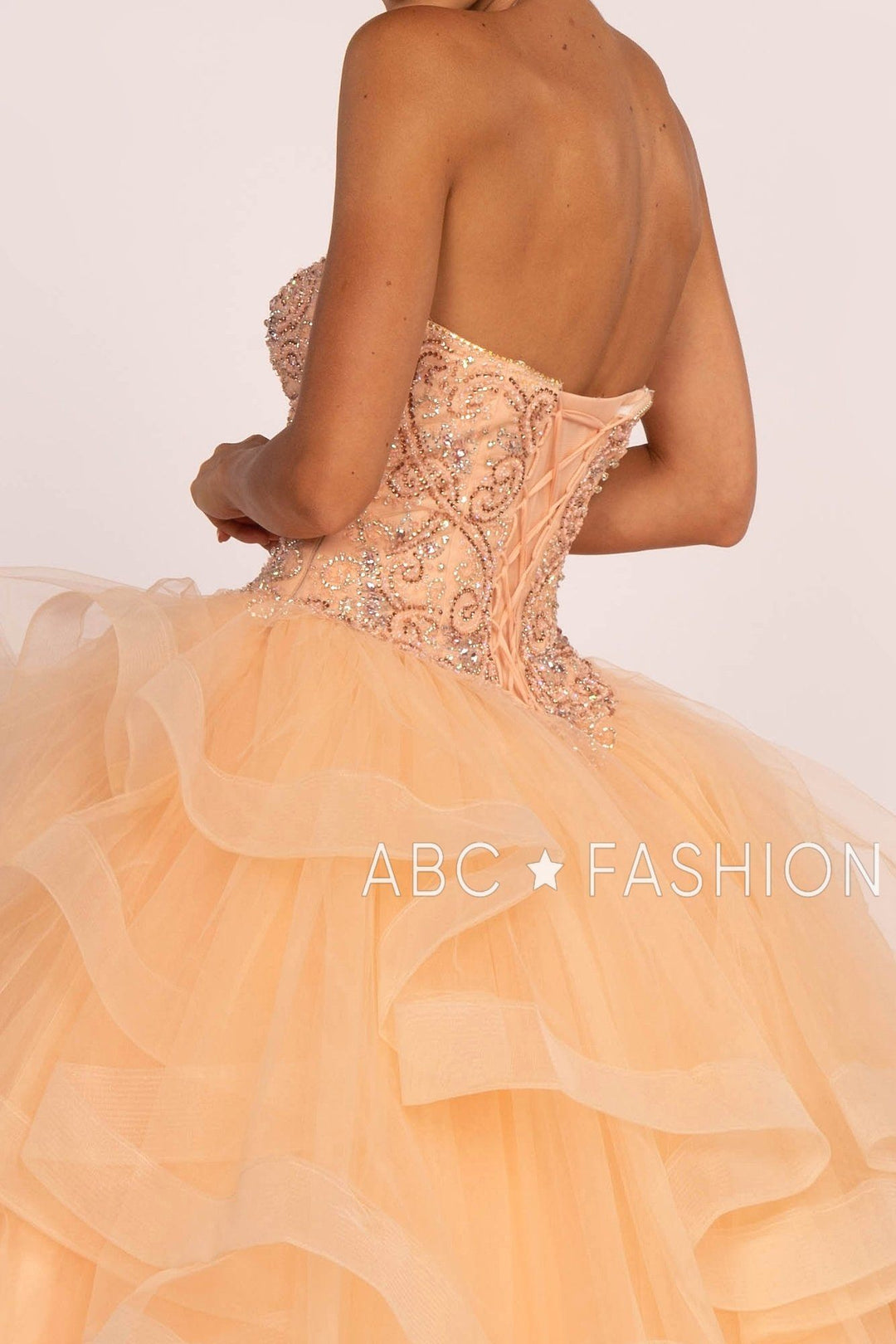 Strapless Sweetheart Ball Gown with Ruffled Skirt by Elizabeth K GL2515-Quinceanera Dresses-ABC Fashion