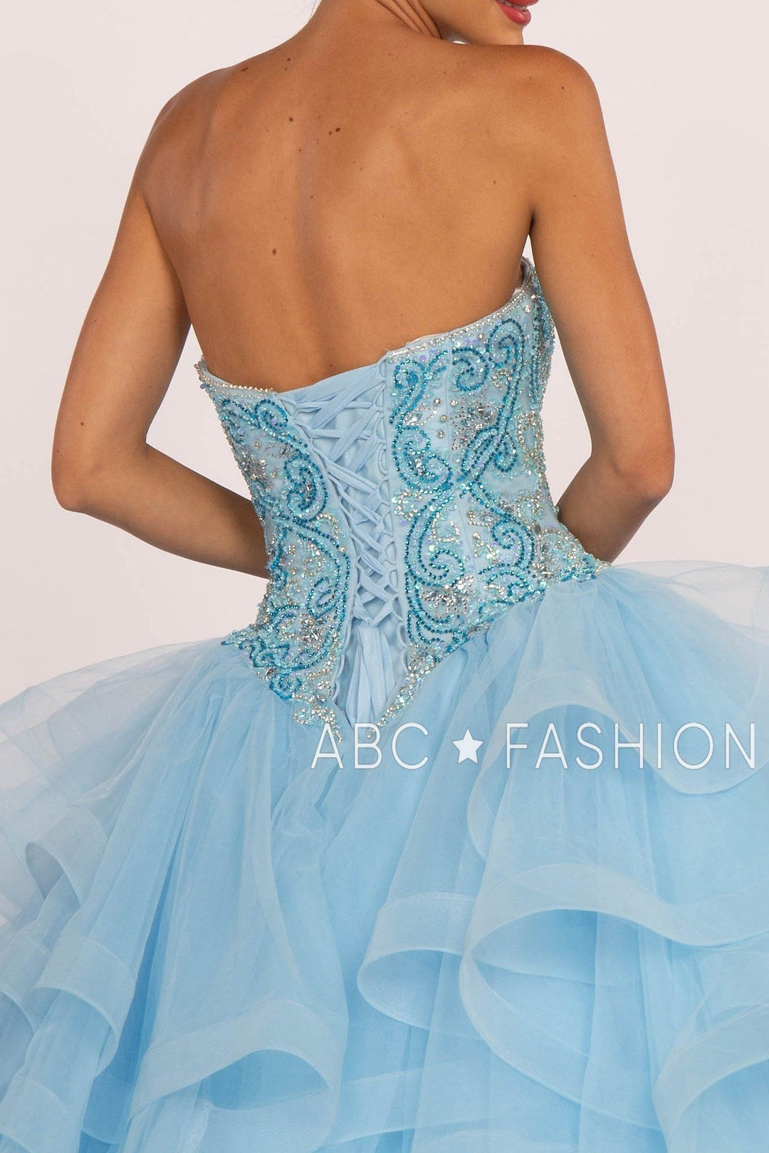 Strapless Sweetheart Ball Gown with Ruffled Skirt by Elizabeth K GL2515-Quinceanera Dresses-ABC Fashion