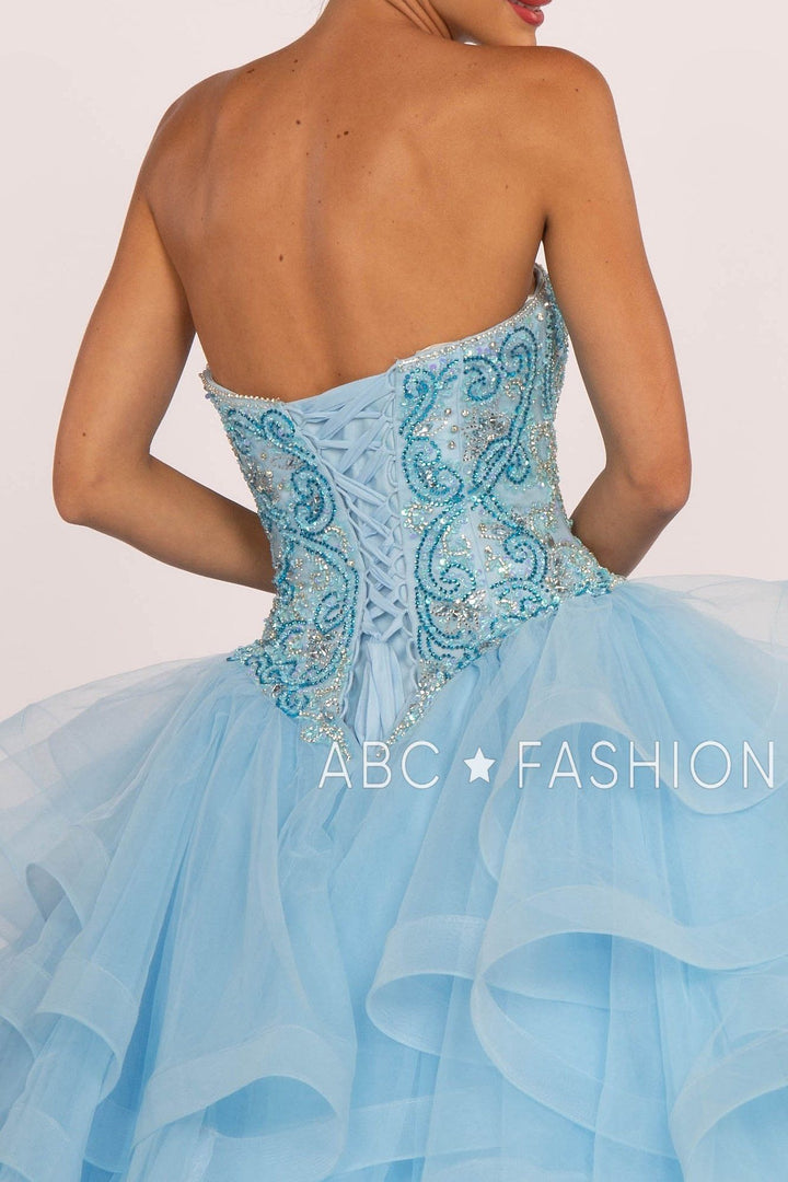Strapless Sweetheart Ball Gown with Ruffled Skirt by Elizabeth K GL2515-Quinceanera Dresses-ABC Fashion