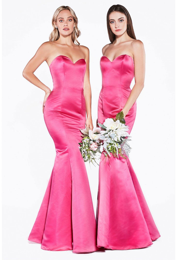 Strapless Trumpet Satin Gown by Cinderella Divine 8792