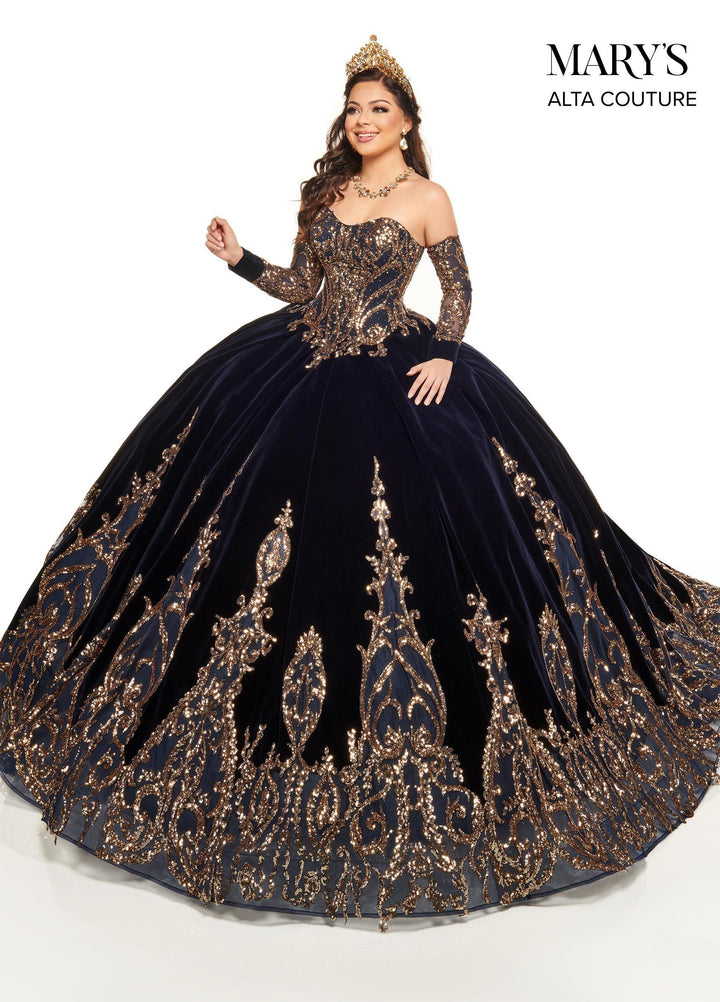 Strapless Velvet Quinceanera Dress by Alta Couture MQ3051