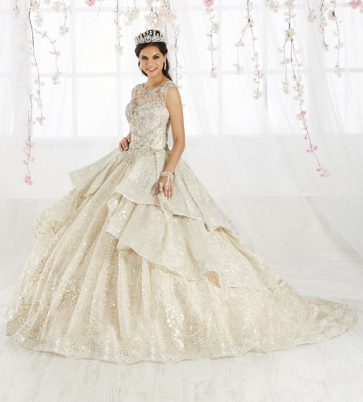 Tiered Metallic Illusion Quinceanera Dress by House of Wu 26910-Quinceanera Dresses-ABC Fashion