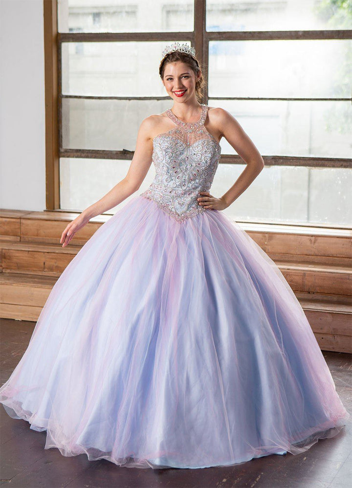 Two-Tone Beaded Halter Quinceanera Dress by Calla KY79398X-Quinceanera Dresses-ABC Fashion