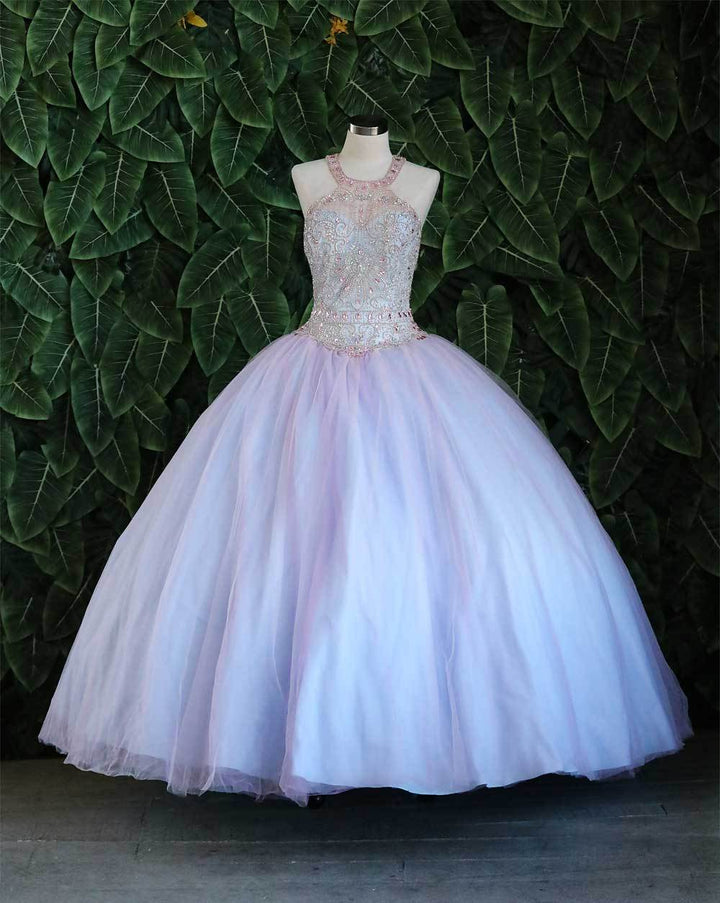 Two-Tone Beaded Halter Quinceanera Dress by Calla KY79398X-Quinceanera Dresses-ABC Fashion