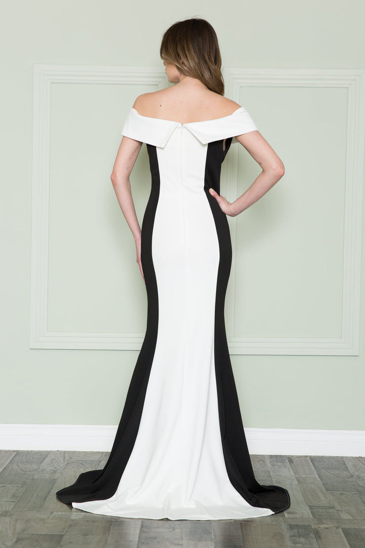 Two Tone Off Shoulder Gown by Poly USA 8924