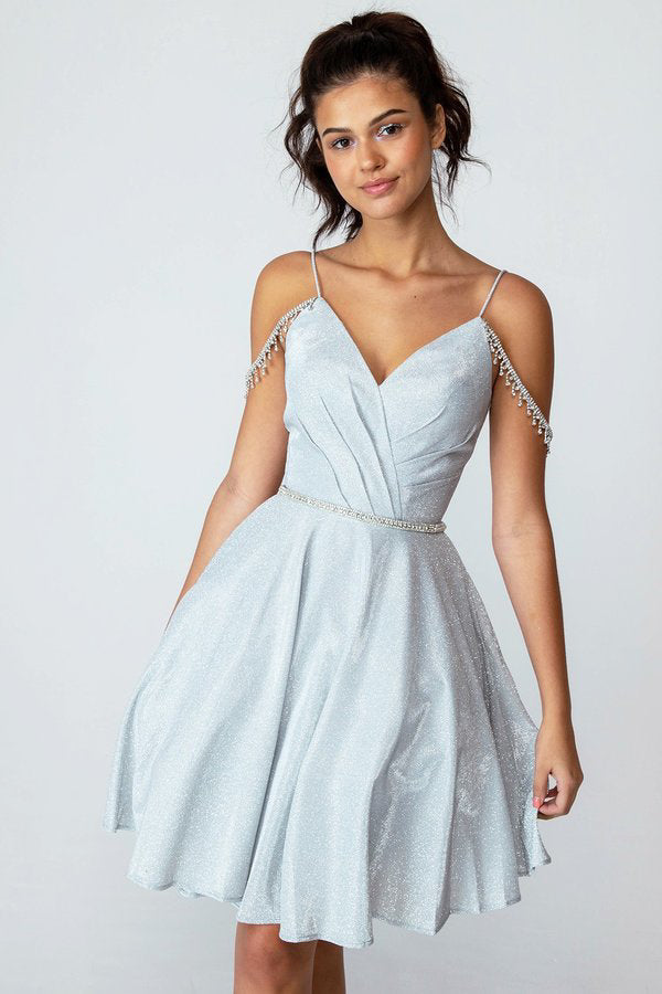 Metallic Short Cold Shoulder Dress by Eureka 9722