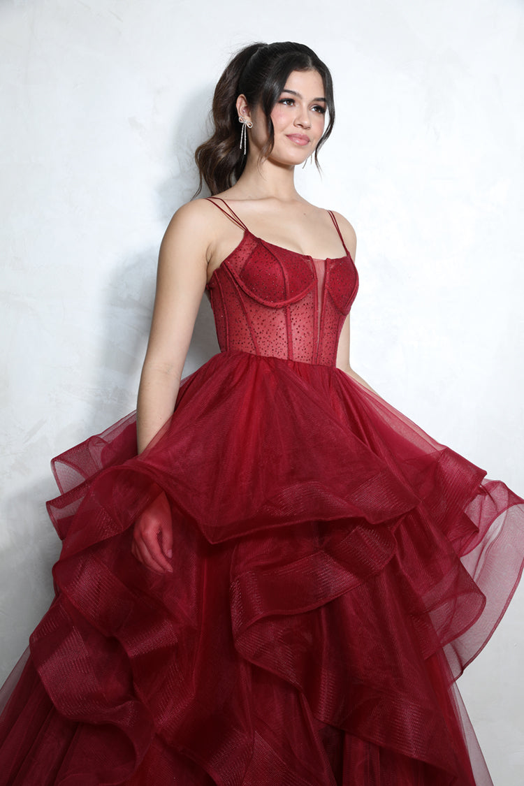 Tulle Sleeveless Ruffled Ball Gown by Eureka 9950