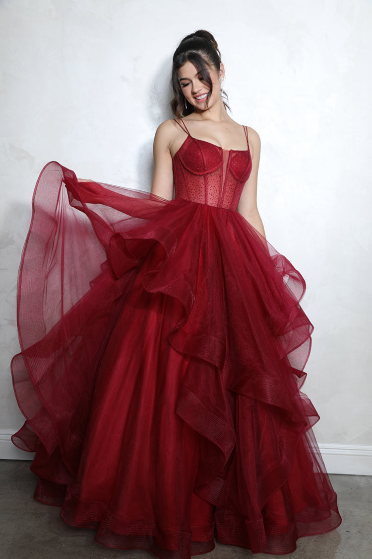 Tulle Sleeveless Ruffled Ball Gown by Eureka 9950