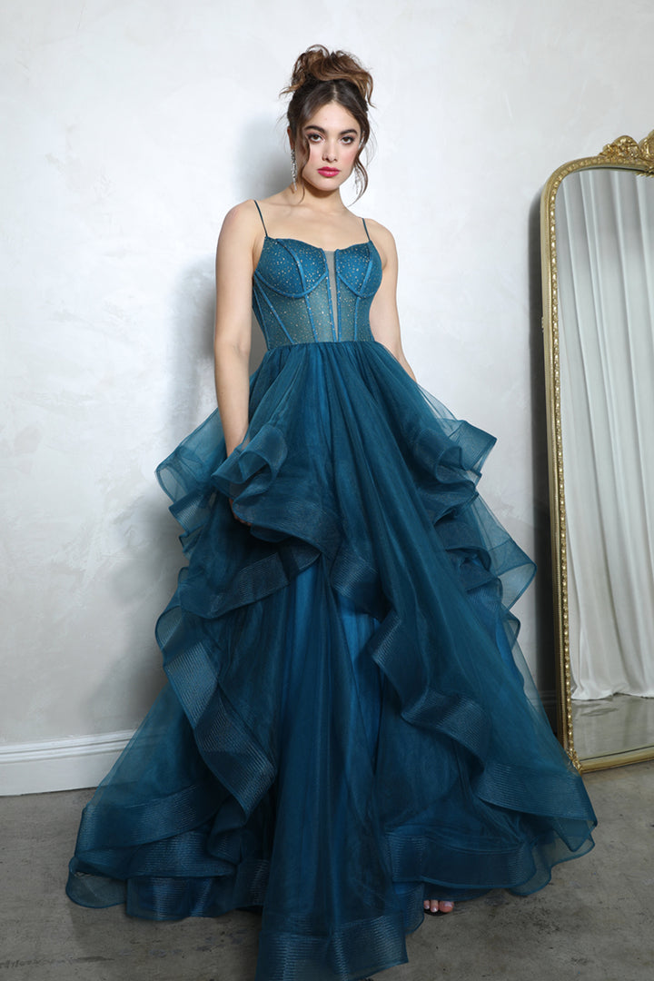 Tulle Sleeveless Ruffled Ball Gown by Eureka 9950