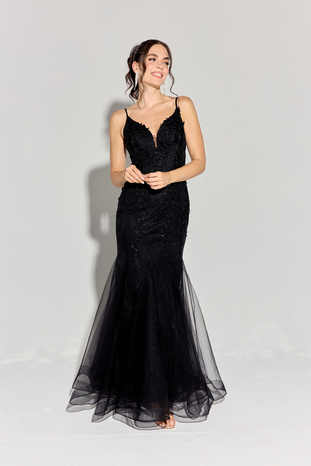 Applique Tulle V-Neck Mermaid Dress by Eureka 9998