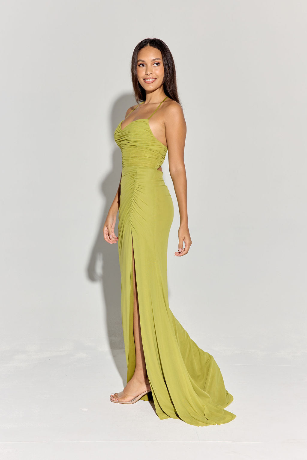 Jersey Fitted Sleeveless Slit Gown by Eureka EK187