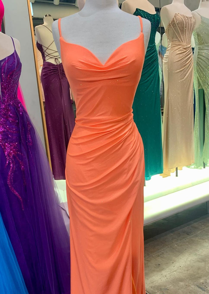 Glitter Jersey Sleeveless Slit Gown by Eureka EK136