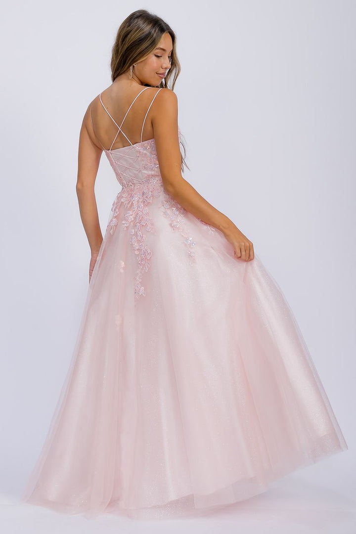 Applique Sleeveless A-line Gown by Eureka EK197