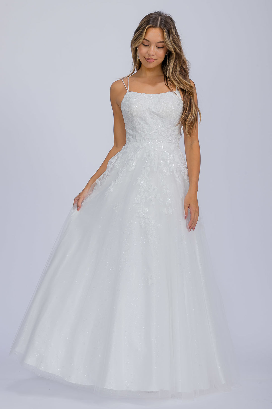 Applique Sleeveless A-line Gown by Eureka EK197