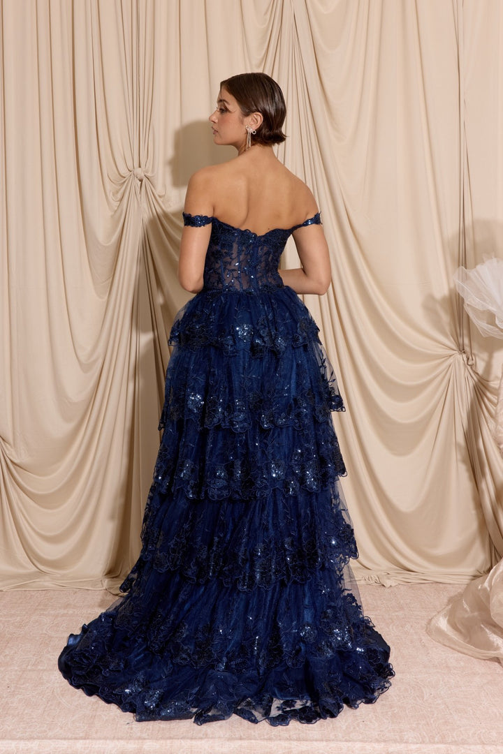 Off Shoulder A-line Tiered Gown by Eureka EK102