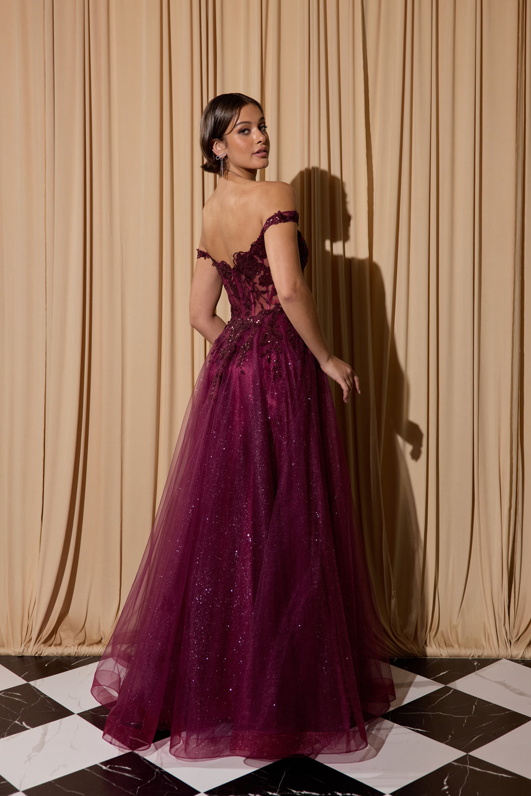 Off Shoulder A-line Slit Gown by Eureka EK128