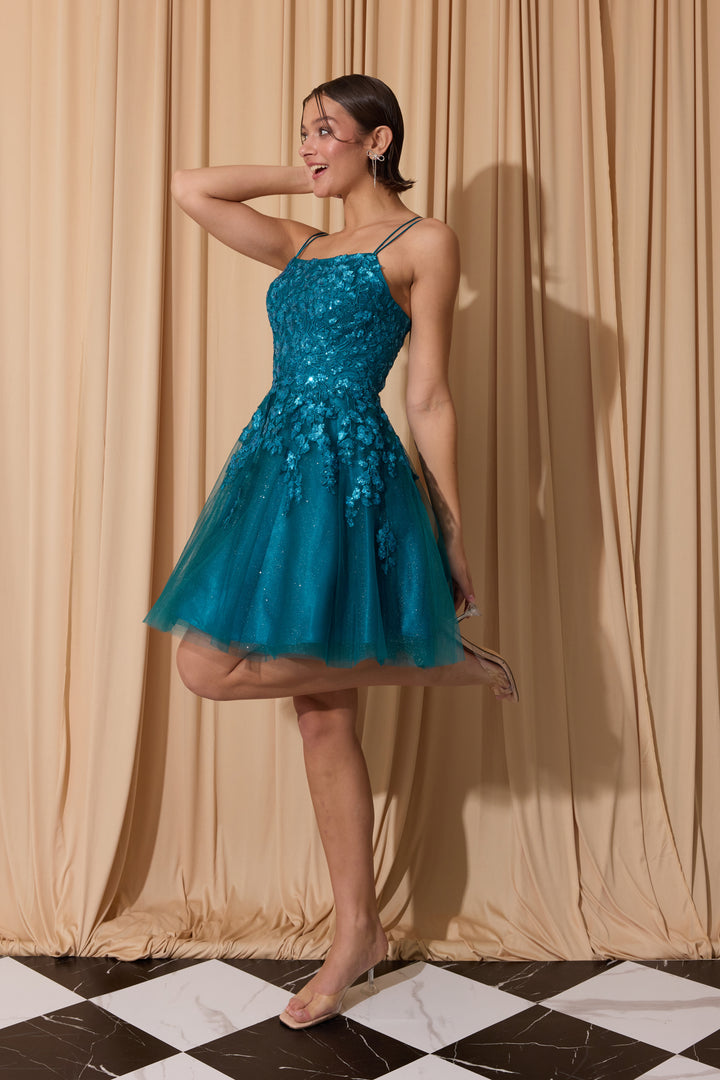 Glitter Short Sleeveless A-line Dress by Eureka EK127