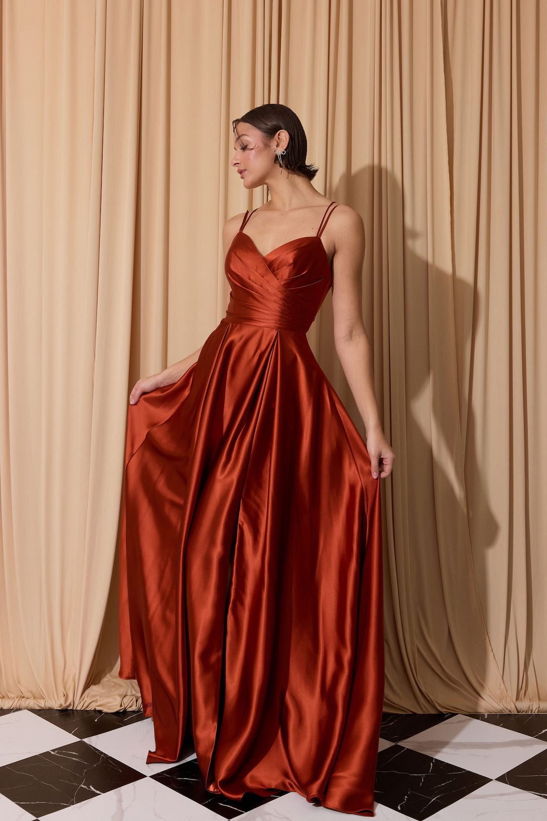 Satin Strappy Back A-line Slit Gown by Eureka 9925 ABC Fashion Satin Strappy Back A-line Slit Gown by Eureka 9925 ABC Fashion