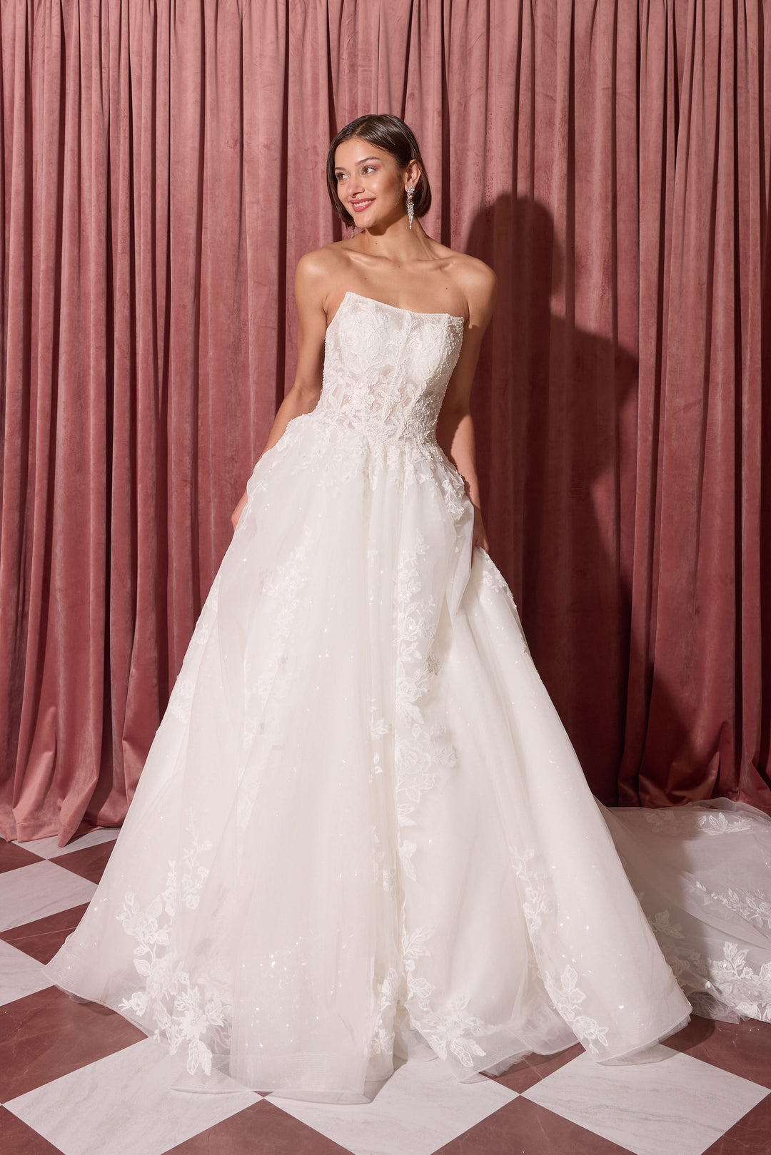 Applique Strapless Bridal A-line Gown by Eureka EK175