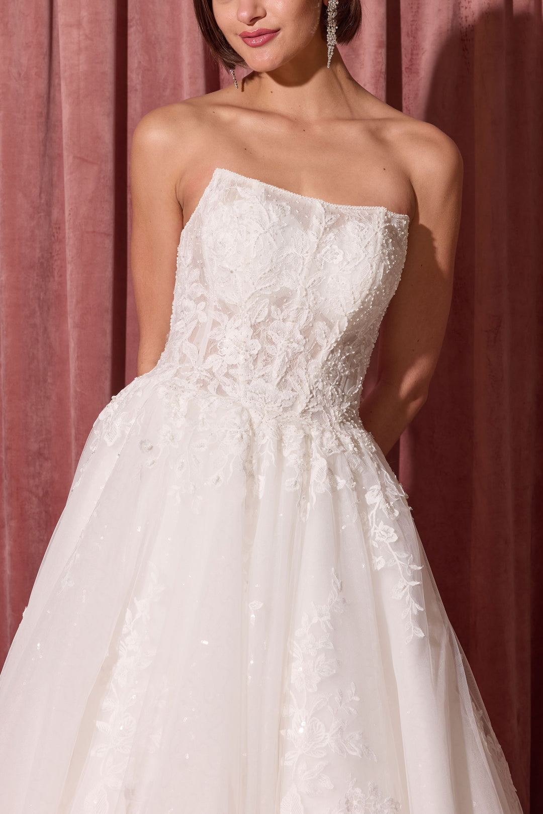 Applique Strapless Bridal A-line Gown by Eureka EK175