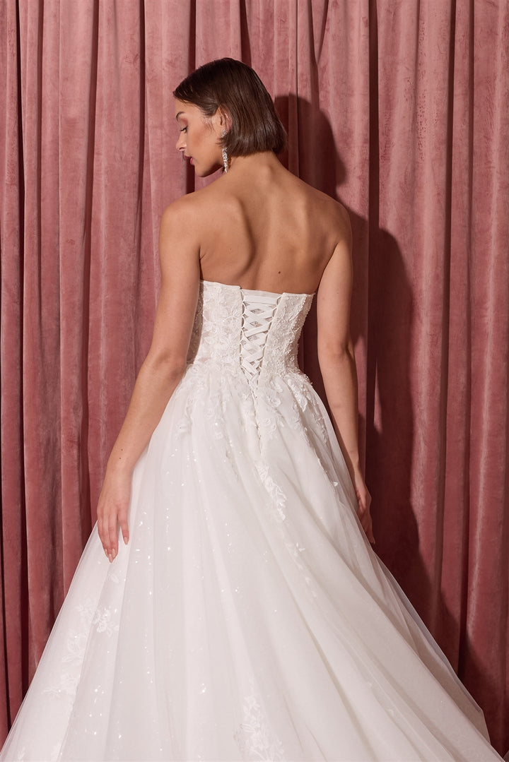 Applique Strapless Bridal A-line Gown by Eureka EK175
