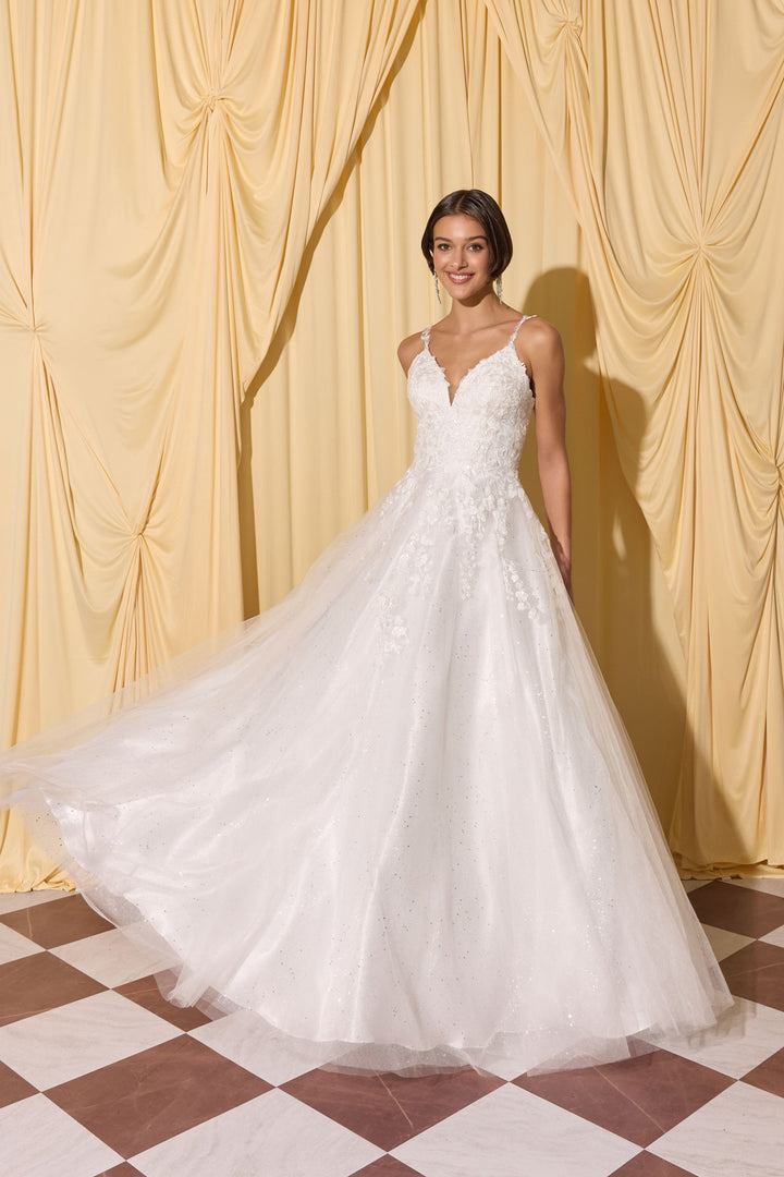 Applique V-Neck Bridal A-line Gown by Eureka EK210