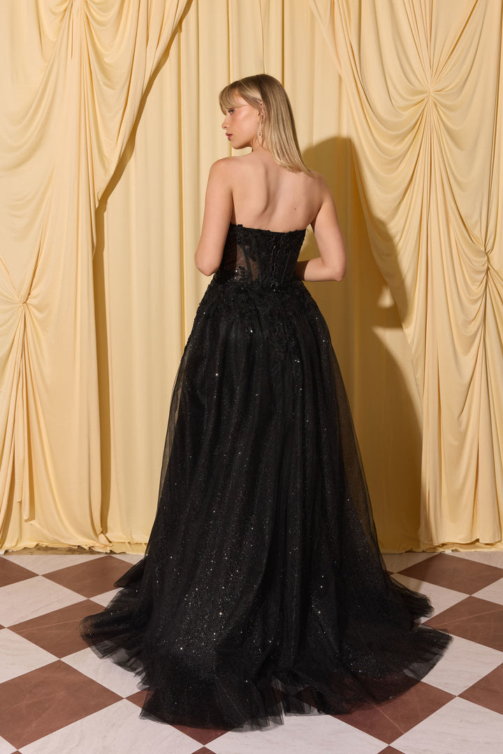 Applique Strapless A-line Gown by Eureka EK208