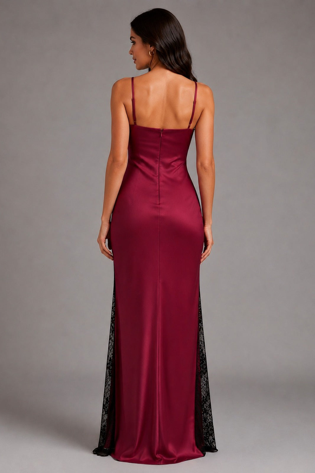 Lace Satin Fitted Sleeveless Gown by Eureka EK171