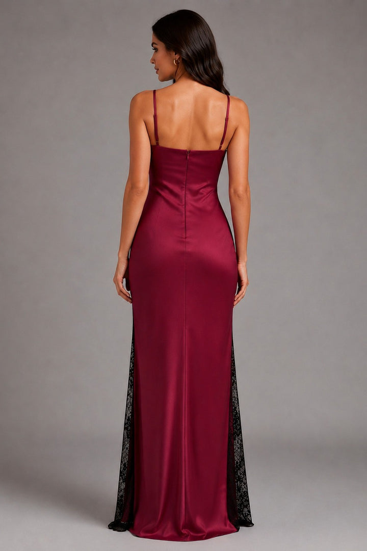 Lace Satin Fitted Sleeveless Gown by Eureka EK171