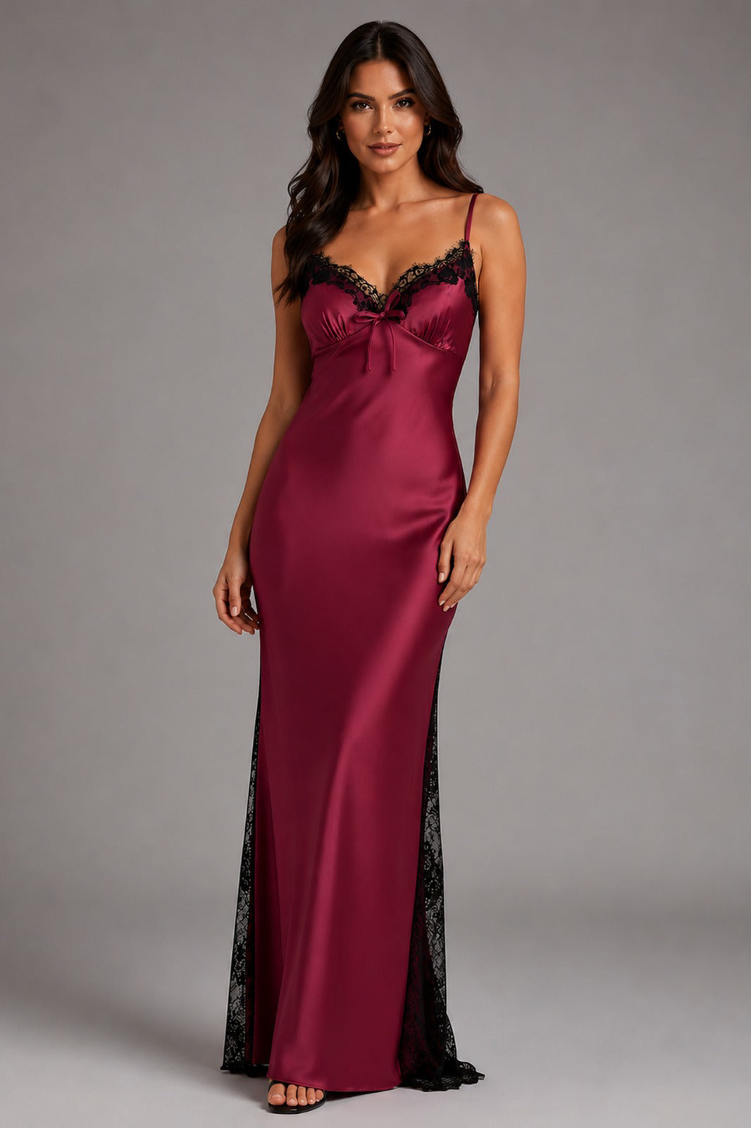 Lace Satin Fitted Sleeveless Gown by Eureka EK171