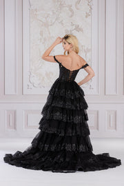 Off Shoulder Corset Layered Gown by Amelia Couture TM1012