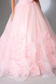 3D Floral Organza Ruffled Ball Gown by Amelia Couture SU079