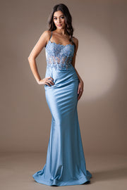 Fitted Applique Sleeveless Gown by Amelia Couture TM1018