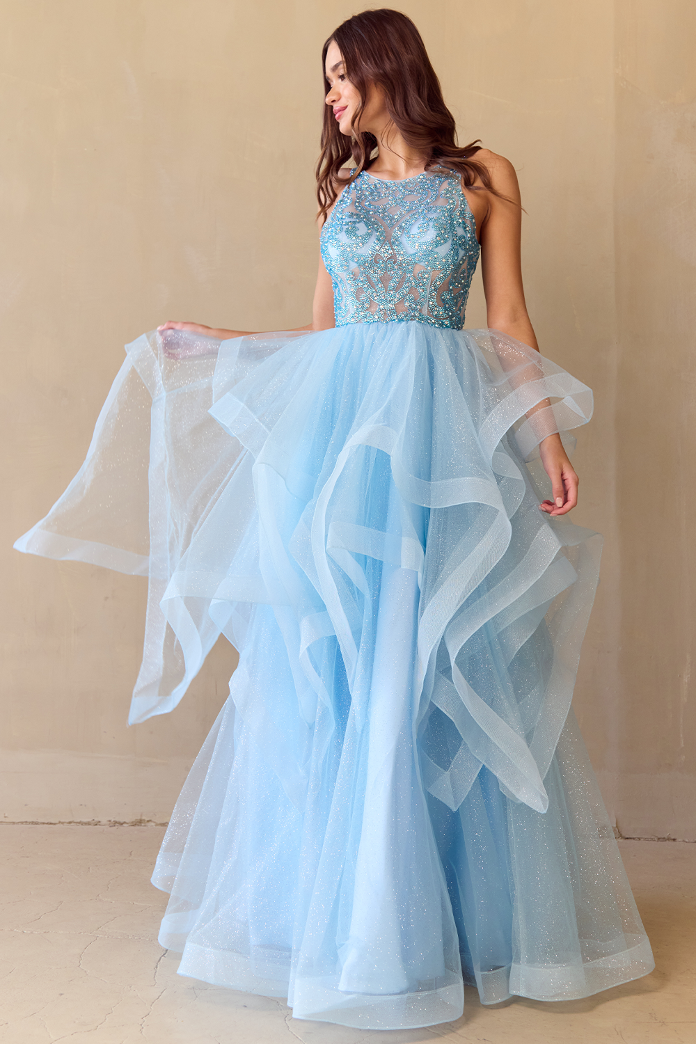 Sleeveless A-line Layered Gown by Amelia Couture 5066 ABC Fashion Sleeveless A-line Layered Gown by Amelia Couture 5066 ABC Fashion