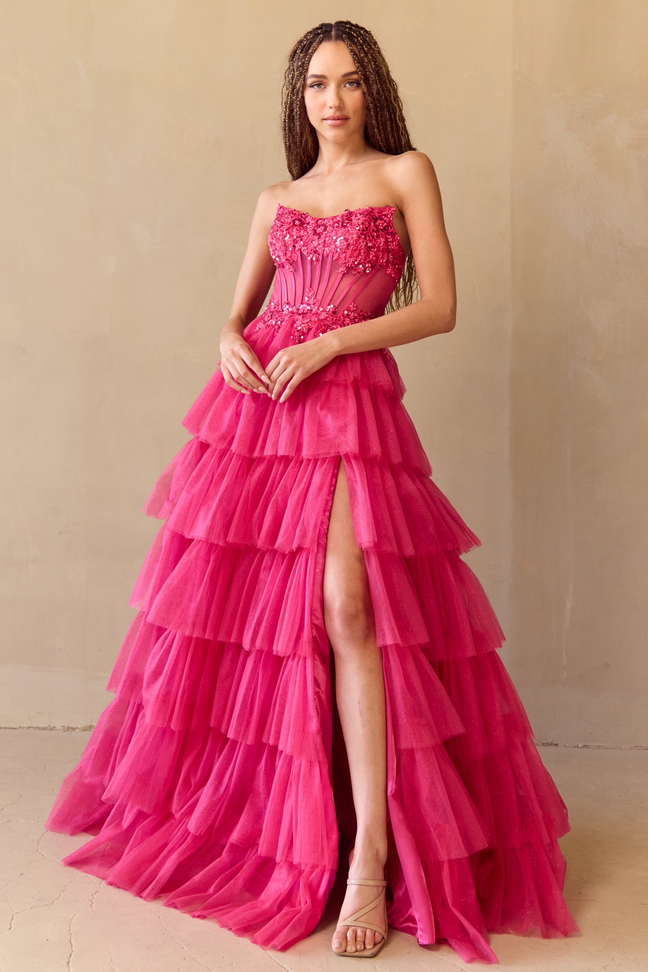 Strapless Tiered A-line Gown by Amelia Couture 9053 – ABC Fashion