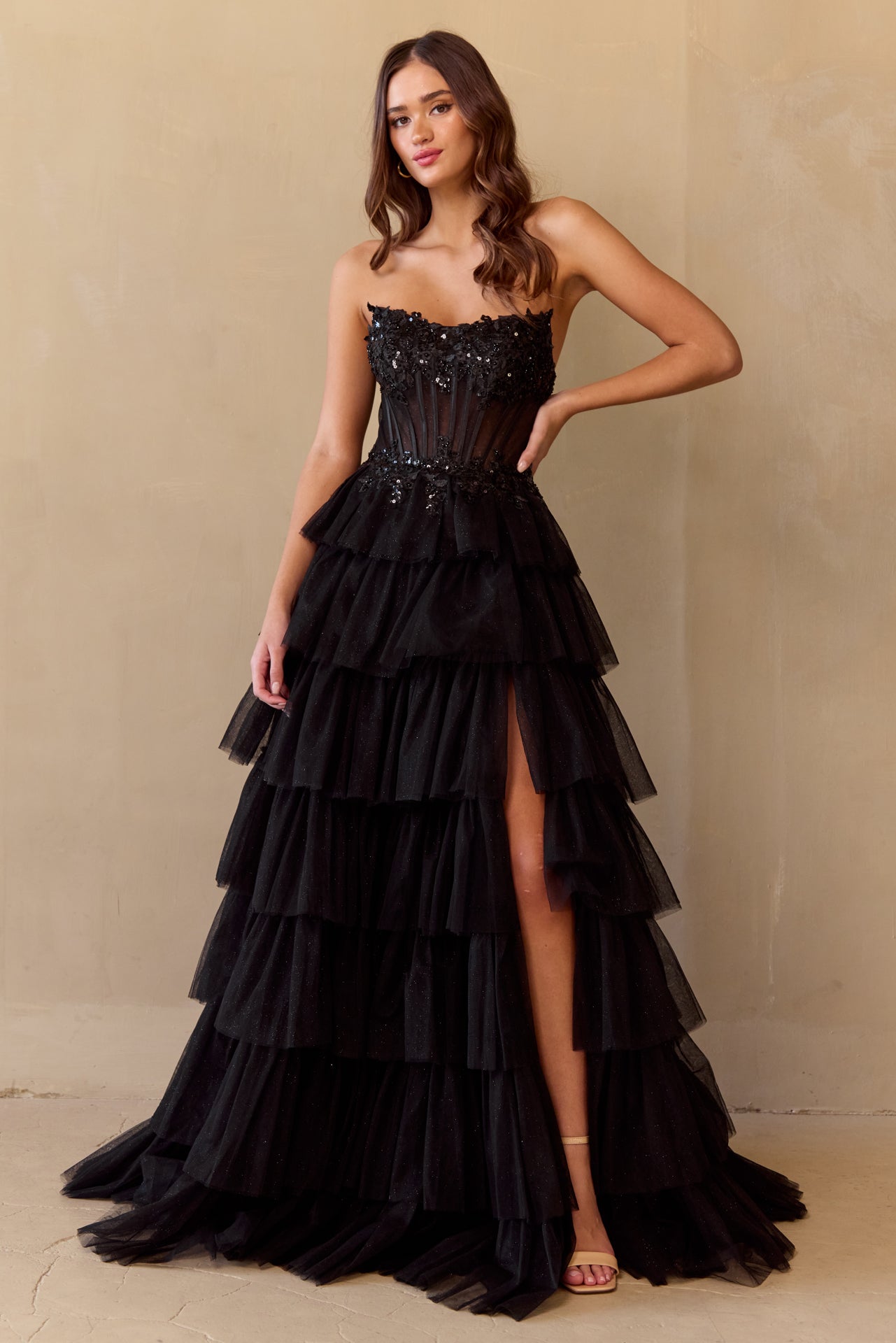 Strapless Tiered A-line Gown by Amelia Couture 9053 – ABC Fashion