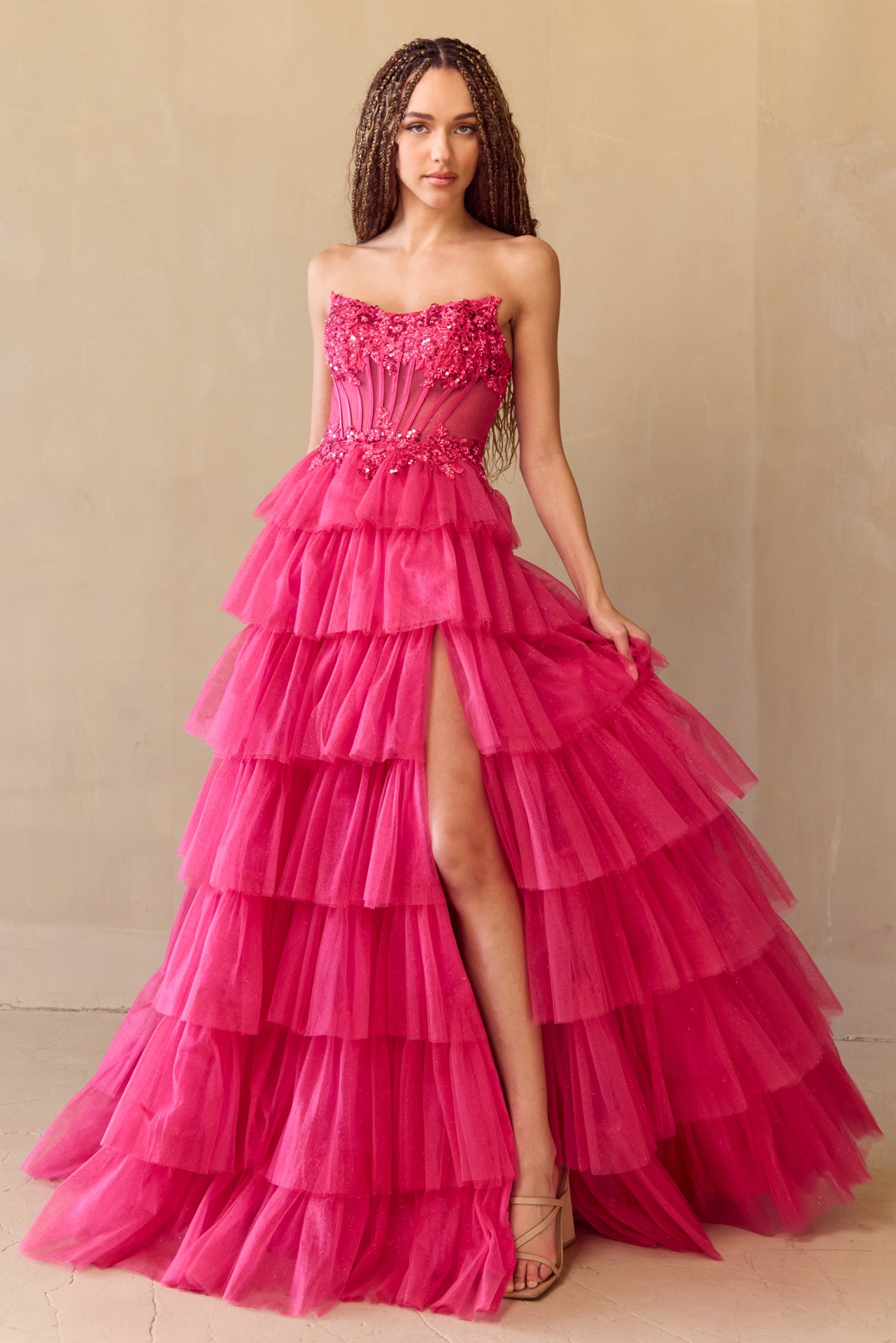 Strapless Tiered A-line Gown by Amelia Couture 9053 – ABC