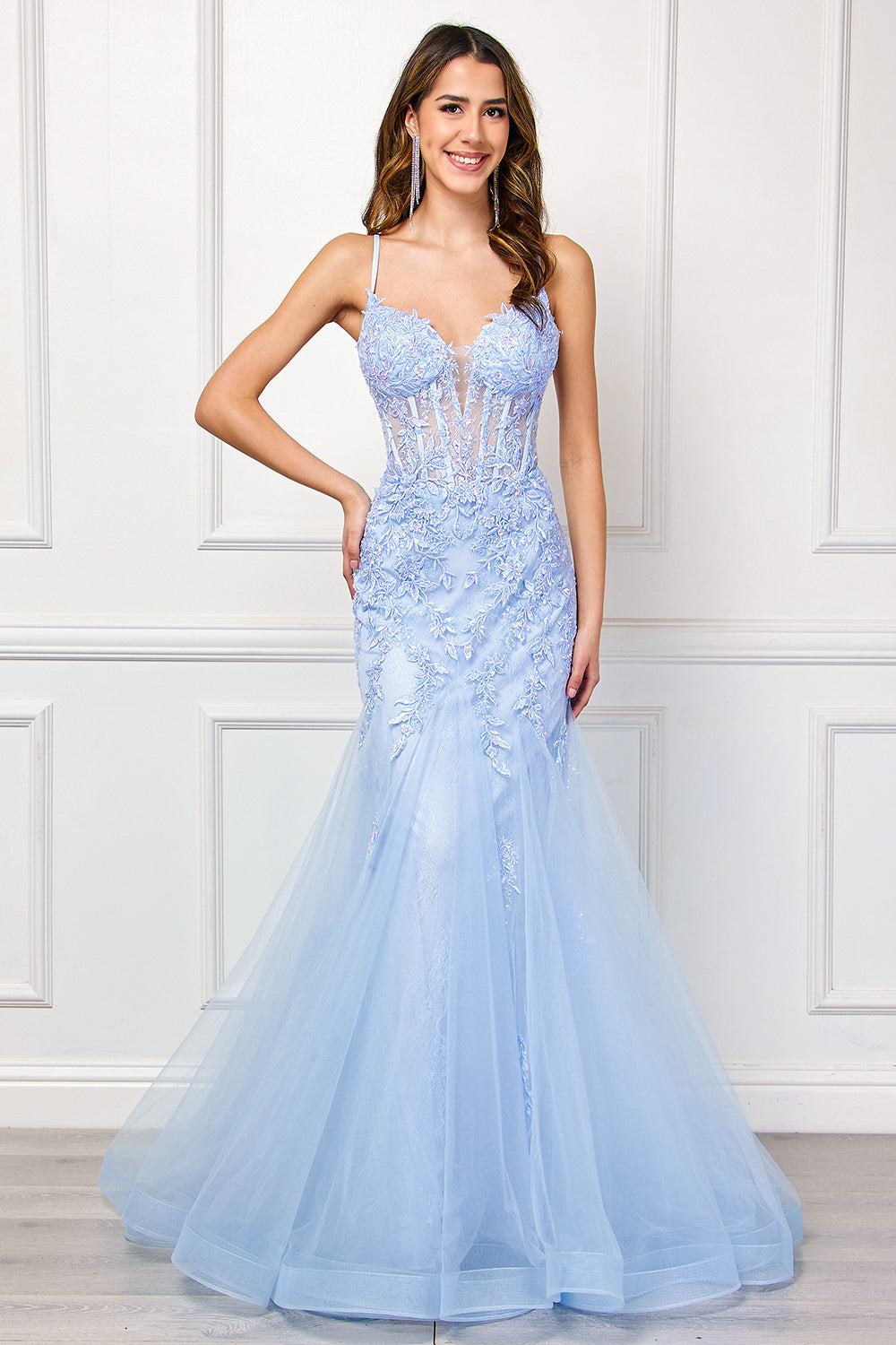 maddison sleeveless mermaid dress Sleeveless Mermaid Dress by Amelia Couture 2120 10 / Baby Blue