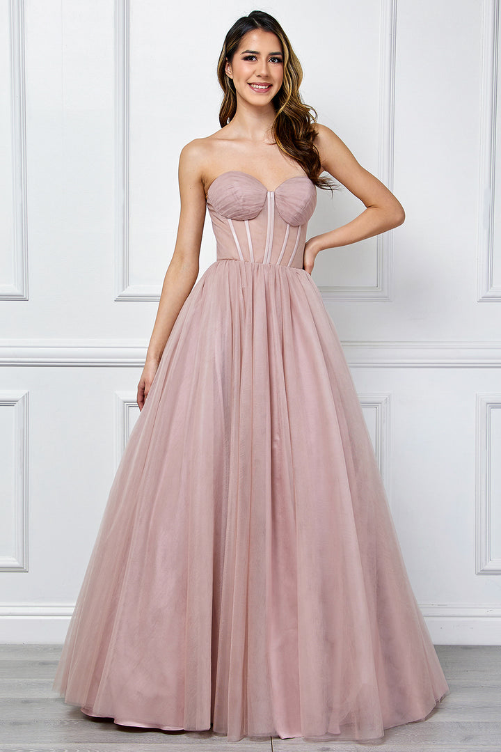 Strapless Corset A-line Gown by Amelia Couture 6202