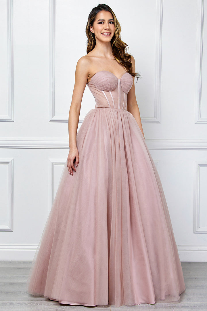 Strapless Corset A-line Gown by Amelia Couture 6202