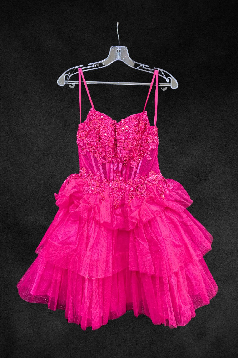 Glitter Short Strapless Tiered Dress by Amelia Couture 9066S