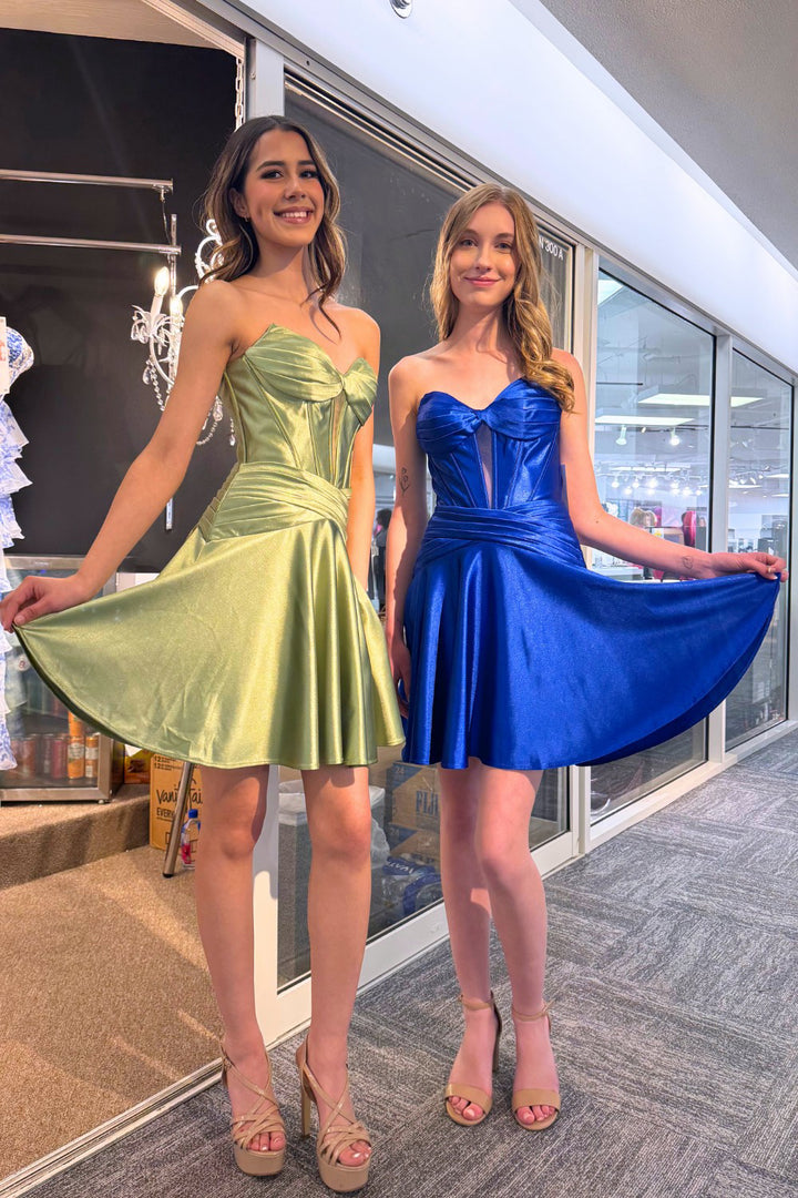 Satin Short Strapless Dress by Amelia Couture 9071S