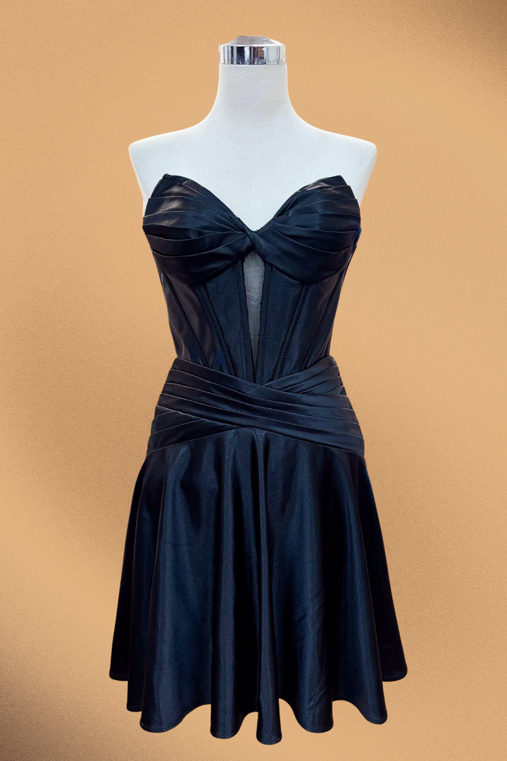 Satin Short Strapless Dress by Amelia Couture 9071S
