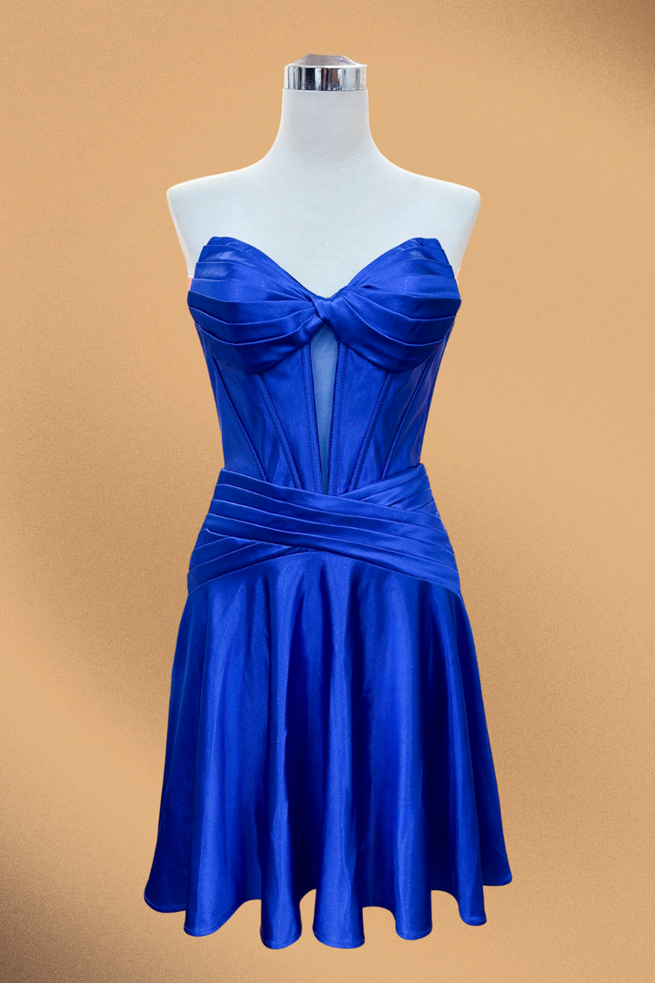 Satin Short Strapless Dress by Amelia Couture 9071S