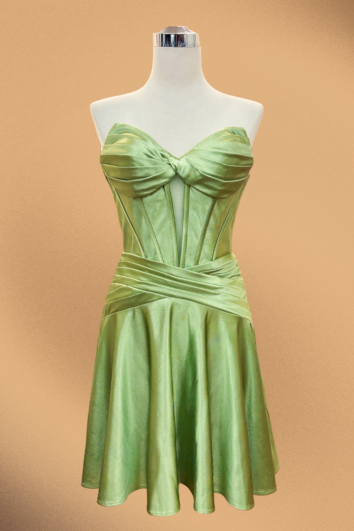 Satin Short Strapless Dress by Amelia Couture 9071S