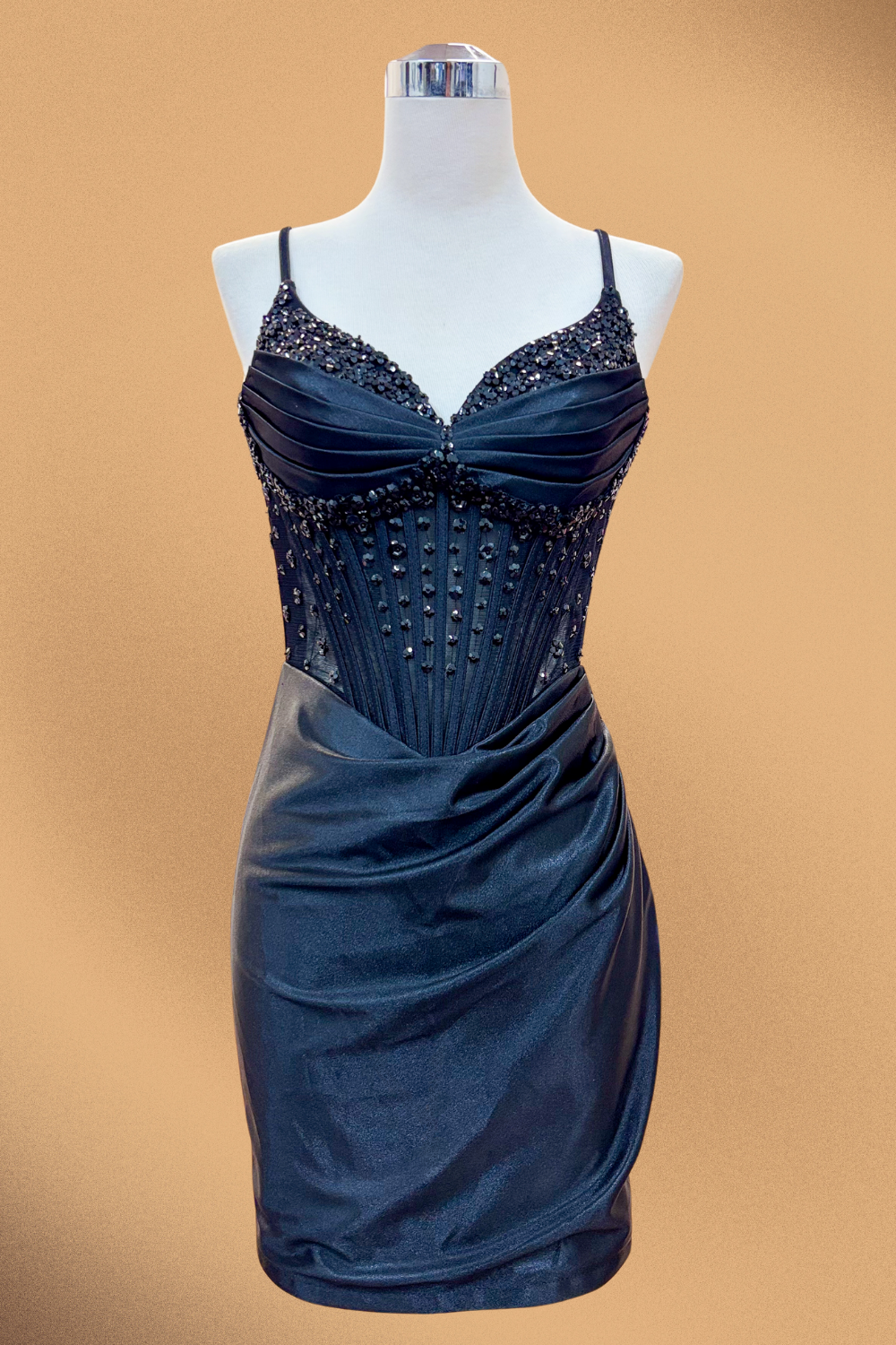 Beaded Short V-Neck Dress by Amelia Couture 9063S