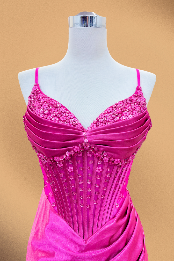 Beaded Short V-Neck Dress by Amelia Couture 9063S